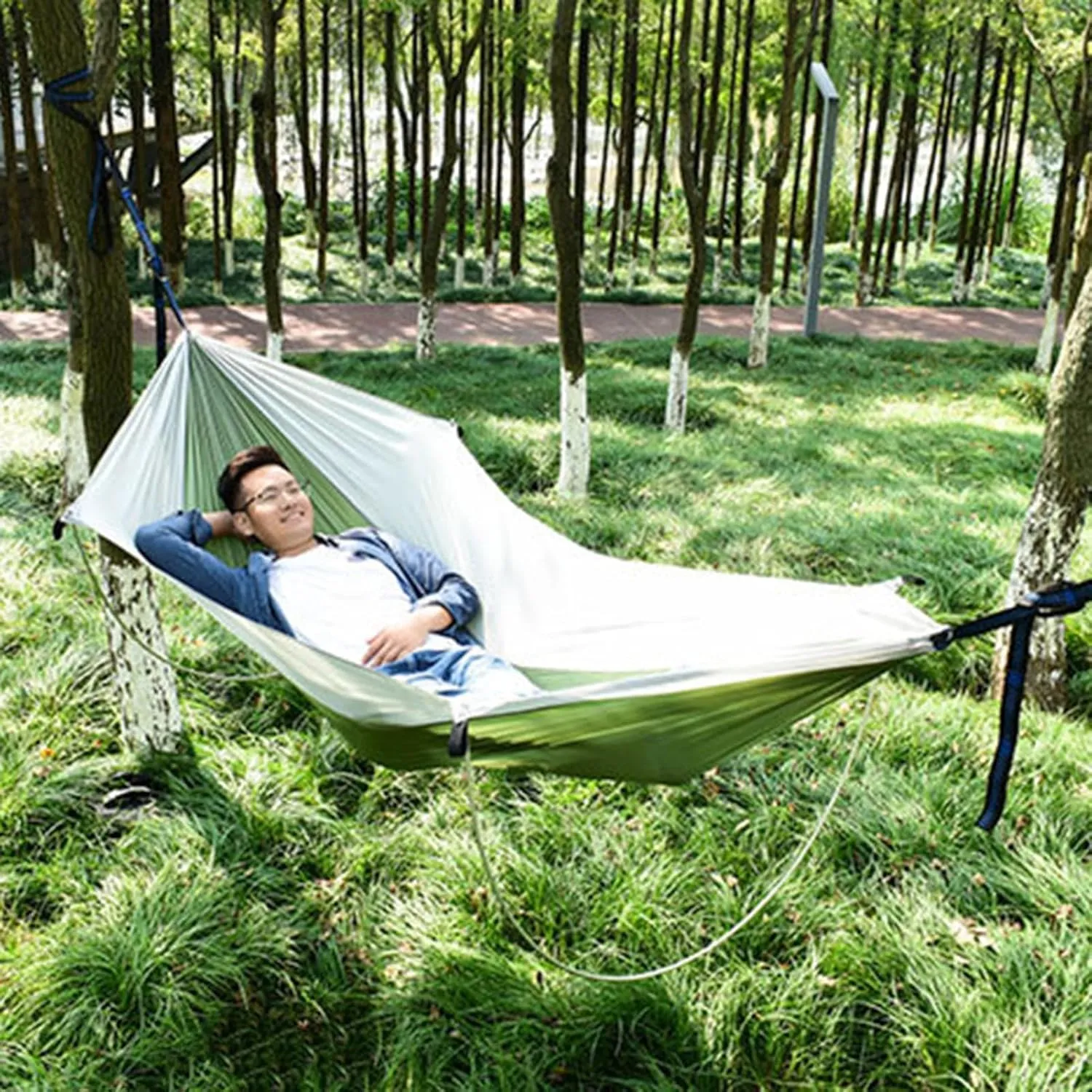 Outside Hammocks Adults - Hammocks Backyard, Camping Hammocks | Portable Families Parachute Hammock, Waterproof Nylon Lightweight Outdoor Supplies for Garden Yard Camping Beach Hiking Fishing BBQ