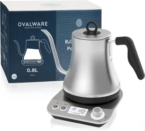 OVALWARE Electric Pour Over Gooseneck Kettle 0.8L, Variable Temperature Control, Quick Boil, Smart Automatic Shutoff, Stainless Steel, Fast Hot Water Boiler, Electronic Pot Heater, Coffee/Tea Maker