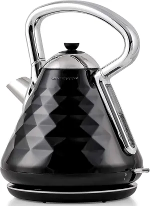 OVENTE 1.7L Electric Kettle, 1500W Stainless Steel Fast Boiling Water Heater for Coffee or Tea with Auto Shut-Off, Boil-Dry Protection, Cool-Touch Handle and Illuminated Power Switch, Black KS755B
