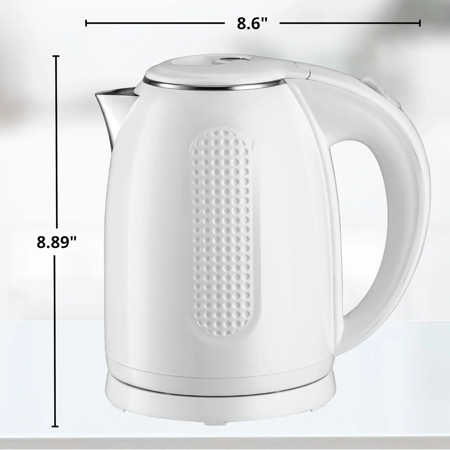 OVENTE Electric Kettle, 1.7L Double Wall Stainless Steel Insulated Water Boiler & Heater for Coffee or Tea, 1100W Fast Boiling with Auto Shut-Off, Boil-Dry Protection & Secure Locking Lid, White KD64W