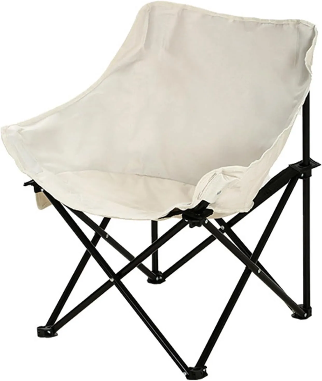 Oversized Folding Camping Chair - Portable Reclining Lounger for Tanning - Carry Bag Included - Heavy Duty Collapsible Chairs for Sports Garden Beach Fishing, Beige