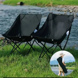 Oversized Folding Camping Chair, Recliner Garden Chairs, Steel Tube Supports, Oxford Cloth, For Outdoors Picnic Garden Backyard Patio Travel, 2 Pieces,with Storage Bag, Black Outdoor Folding Chair ( C