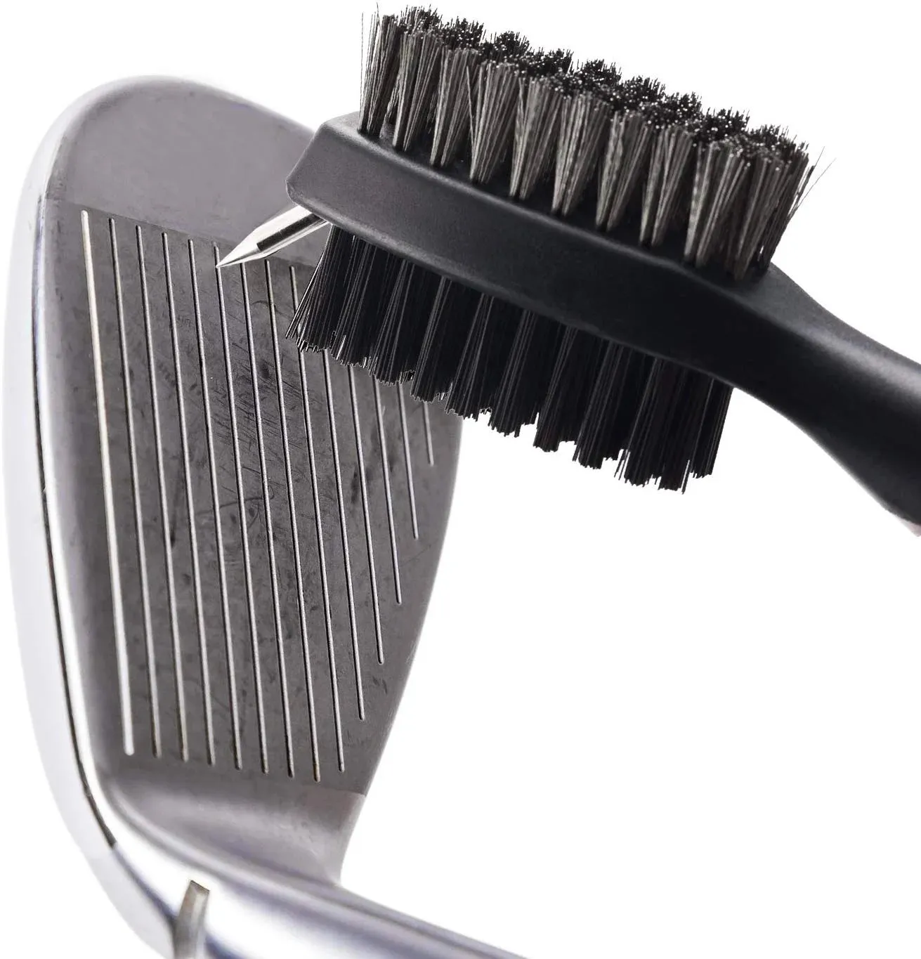 Pack of 2 Golf Club Brush Groove Cleaner with Retractable Zip-Line and Aluminum Carabiner Cleaning Tools