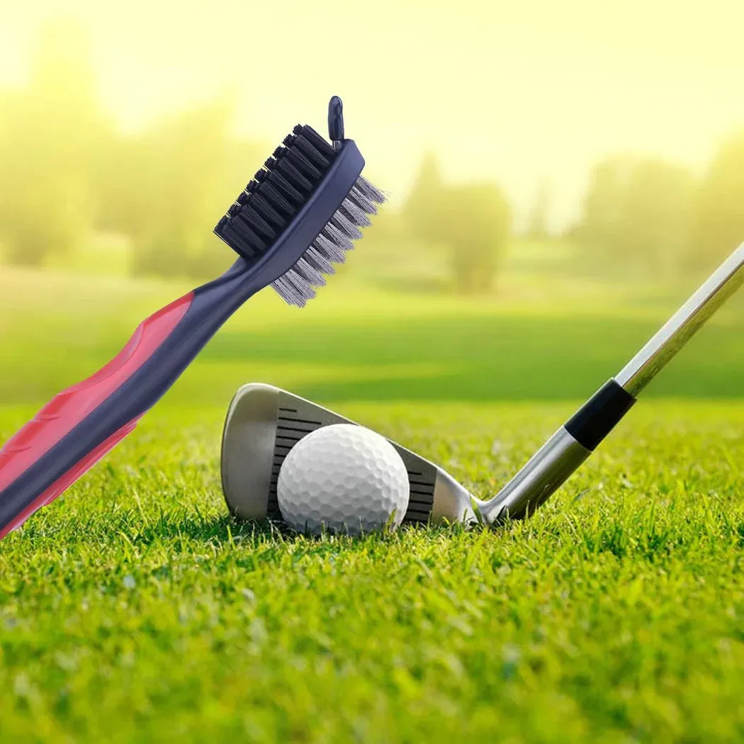 Pack of 2 Golf Club Brush Groove Cleaner with Retractable Zip-Line and Aluminum Carabiner Cleaning Tools
