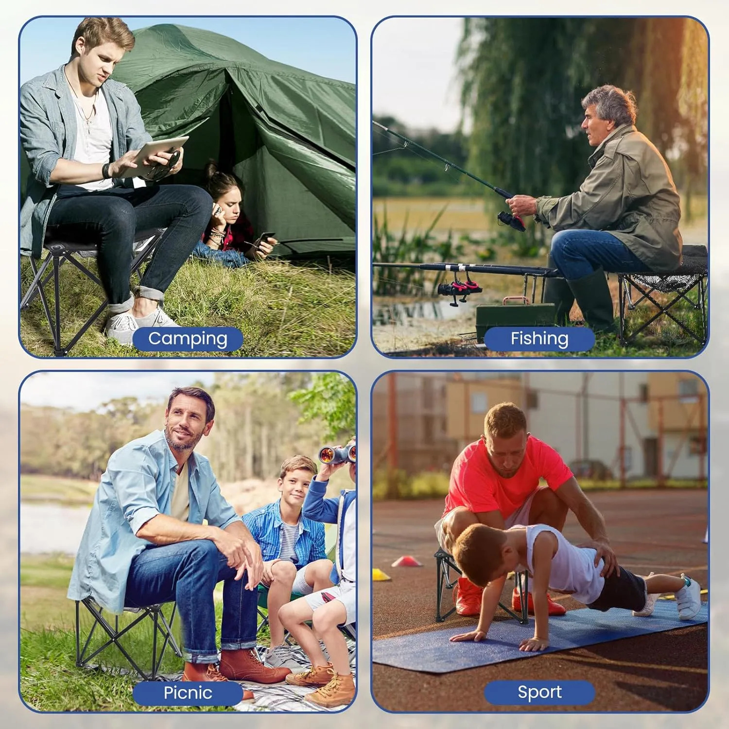Padded Camping Stool, 18 Inch Oversized Camping Foot Rest, 500lb Camping Chair Outdoor Footstool Camping Ottoman Foldable Footrest for Camping Gardening w/Storage Net, Carry Bag (1, Grey)