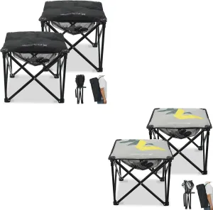 Padded Camping Stool, 18 Inch Oversized Camping Foot Rest, 500lb Camping Chairs Outdoor Footstool Portable Camping Ottoman for Camping Gardening Fishing w/Storage Net Carry Bag (2,Black & 2,Grey)