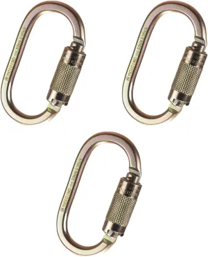 Palmer Safety Self Closing and Automatic Locking .67″ Hook Carabiner with Steel Twist Lock - Meets or exceeds ANSI Z359.12-2009 (3-Pack)