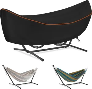 Patio Hammock Cover, Waterproof Hammock Beds Cover Protective Chair Dustproof Cover for Outdoor Garden Hammocks Stand 150" L X 59" W X 31" H, Black