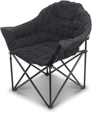 Patio Lounge Chairs Folding Camping Chair for Adults,Supports 400 lbs, Recliner Padded Moon Round Saucer Chair Lawn Chair for Outdoor,Travel,Picnic,Hiking, Reclining Patio Chairs