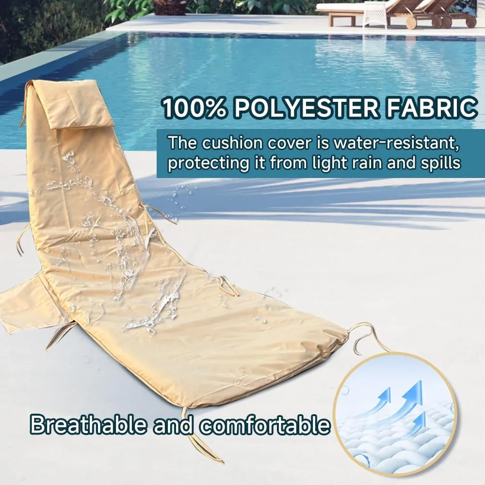 Patio Outdoor Hanging Lounge Chair Cushion Slipcovers with Umbrella Fabric, Waterproof Replacement Cover for Curved Chaise Hammock Swing Chair Pads (Cushion Excluded) Khaki