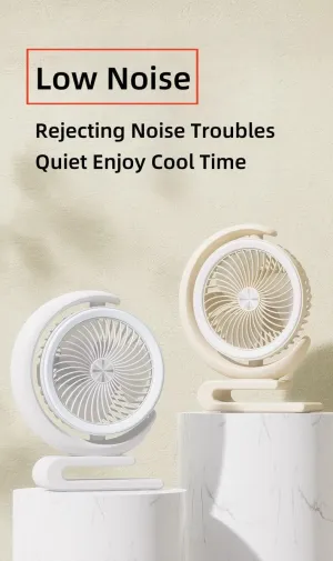 Personal Fan Camping Rechargeable, with LED Night Lantern,360°Head Rotation,Quiet and Strong Wind, Small Table/USB Desk Fan Portable for Travel Camping Tent Office (White)