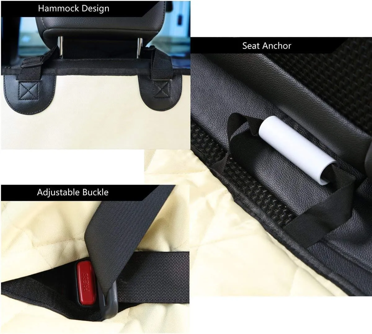 Pet Magasin Bench Car Seat Cover Dog Car Seat Protector 100% Waterproof Heavy Duty Pet Nonslip Hammock Beige 54” x 58” Universal Fit for Cars SUVs and Truck