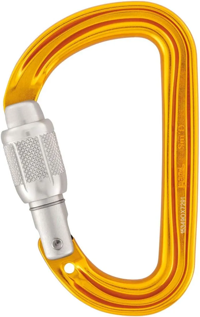 Petzl Sm'D Carabiner - Versatile, Lightweight, Compact, D-Shaped Locking Carabiner for Rock and Ice Climbing
