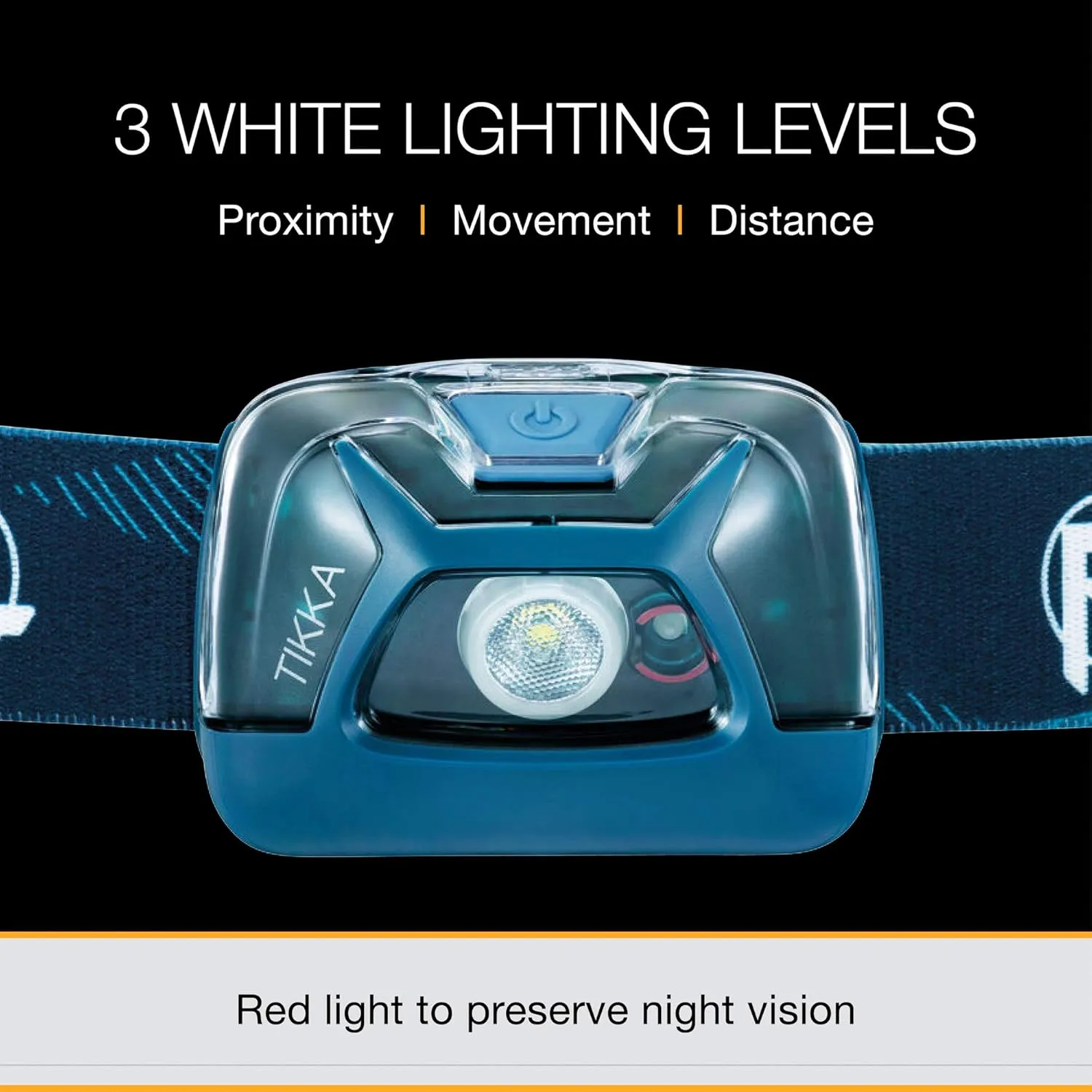 PETZL Tikka Headlamp - Compact, Lightweight 300 Lumen Headlamp for Proximity Lighting for Hiking, Climbing, and Camping - Black