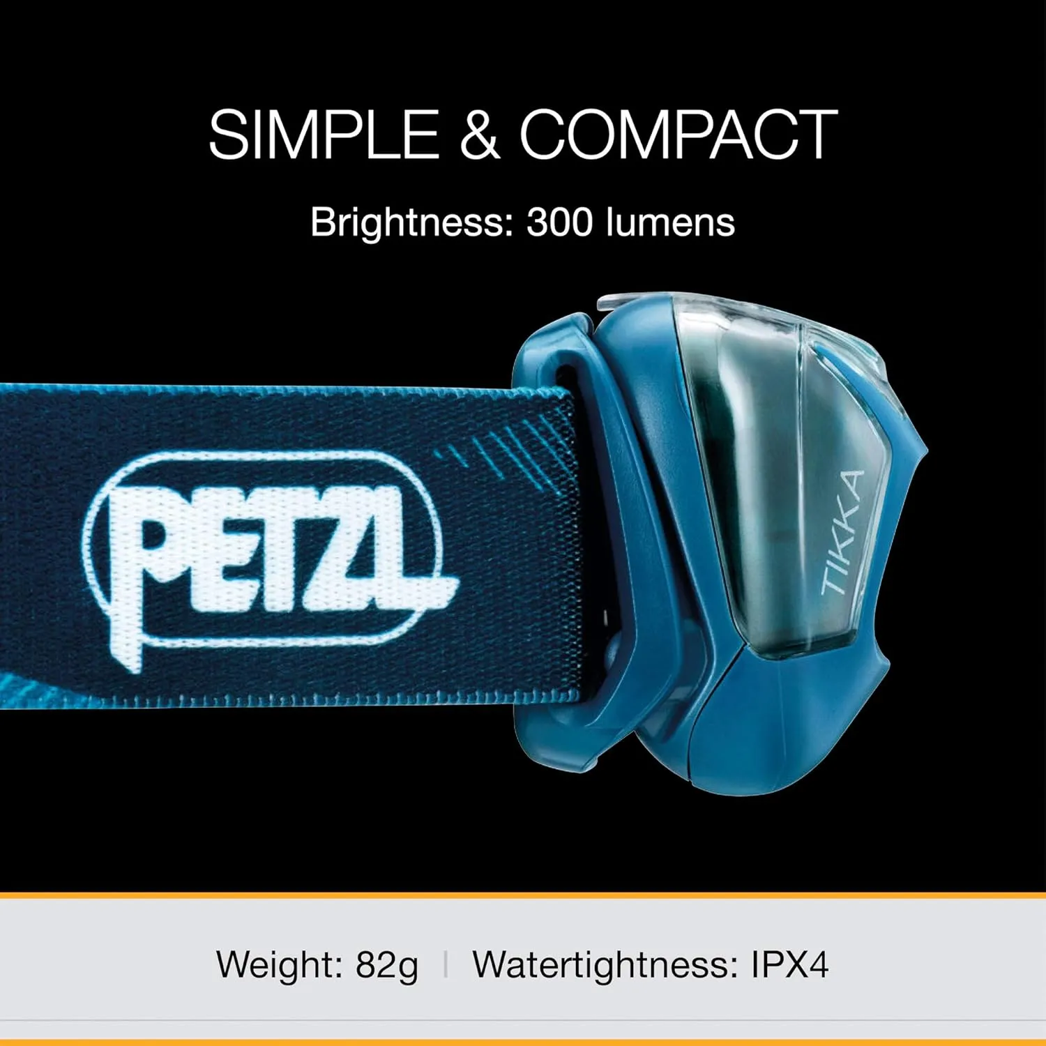 PETZL Tikka Headlamp - Compact, Lightweight 300 Lumen Headlamp for Proximity Lighting for Hiking, Climbing, and Camping - Black