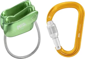 PETZL Verso Belay Device with Attache Screw-Lock Carabiner - Compact, Lightweight Belay Device, for One or Two Rope Strands While Climbing or Rappelling - Green