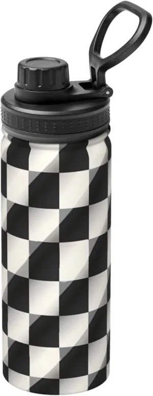 PHAYAH Black And White Mosaic Camping Hiking Hydration Flask Stainless Steel, Double Walled & Vacuum Insulated Water Bottle