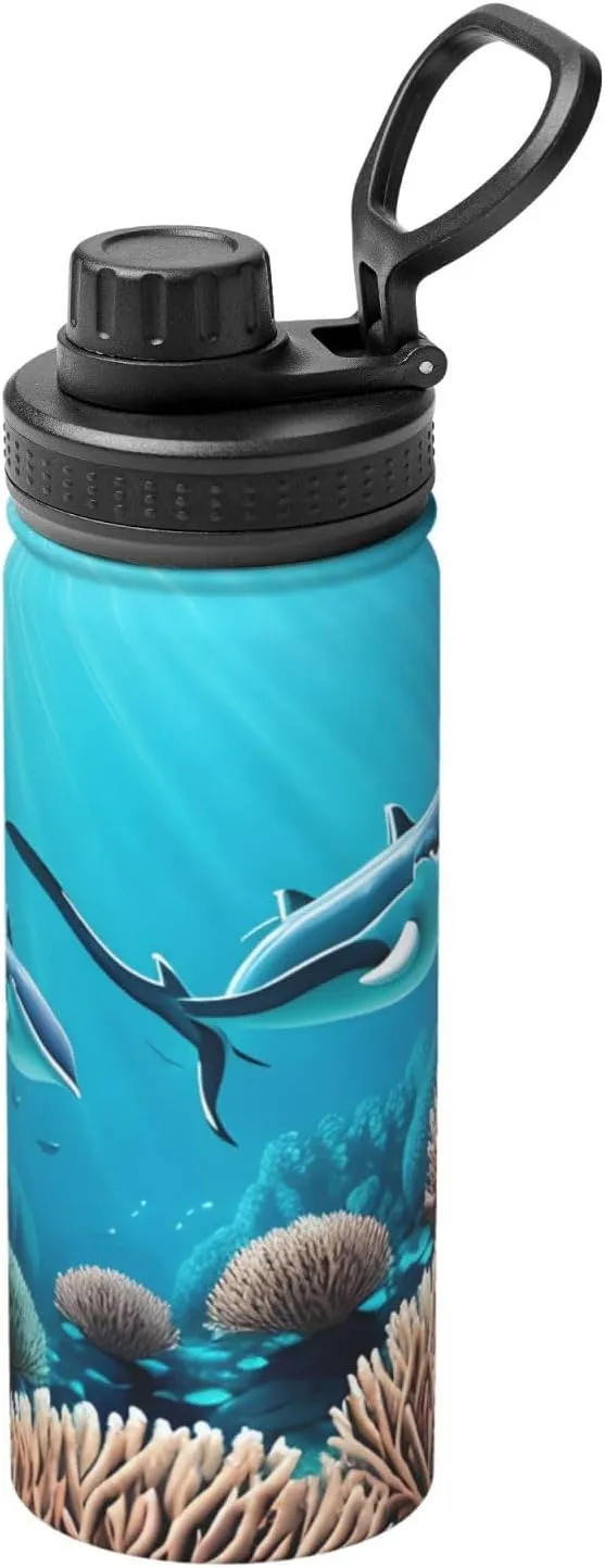PHAYAH Deep Sea Whales Camping Hiking Hydration Flask Stainless Steel, Double Walled & Vacuum Insulated Water Bottle