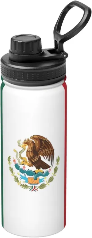 PHAYAH Flag Of Mexico Camping Hiking Hydration Flask Stainless Steel, Double Walled & Vacuum Insulated Water Bottle