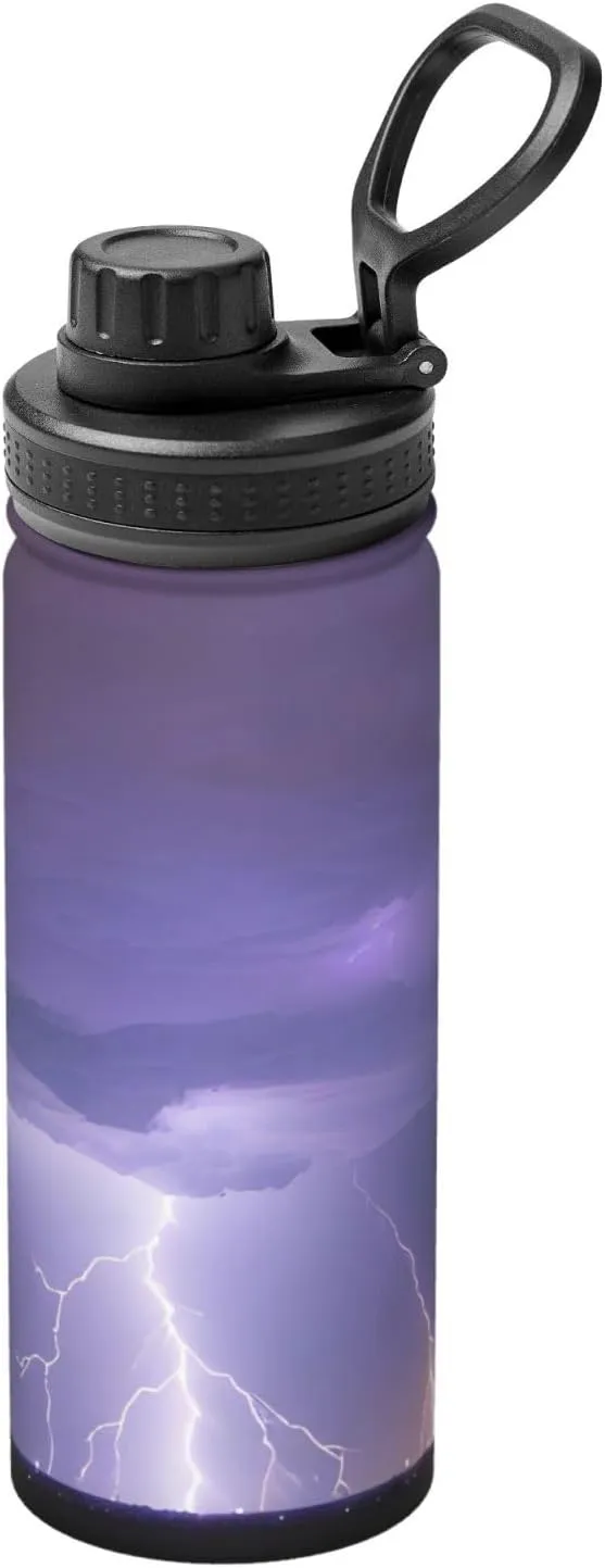 PHAYAH Lightning Storm Camping Hiking Hydration Flask Stainless Steel, Double Walled & Vacuum Insulated Water Bottle