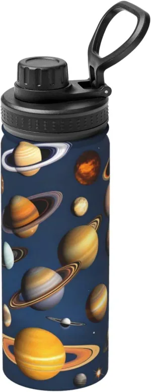 PHAYAH Solar System Planets Camping Hiking Hydration Flask Stainless Steel, Double Walled & Vacuum Insulated Water Bottle
