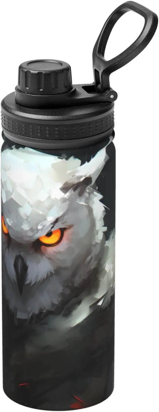 PHAYAH White Owl Camping Hiking Hydration Flask Stainless Steel, Double Walled & Vacuum Insulated Water Bottle