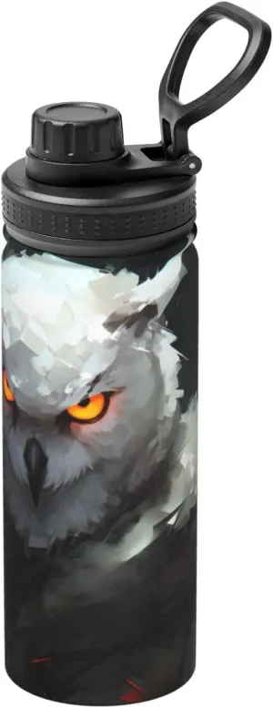 PHAYAH White Owl Camping Hiking Hydration Flask Stainless Steel, Double Walled & Vacuum Insulated Water Bottle