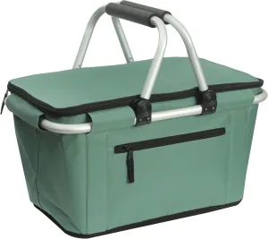 Picnic Basket, SIYUAN Collapsible Shopping Basket with Handles 27L Large Market Basket with Lid Reusable Folding Grocery Basket Insulated Cooler Bag, Green