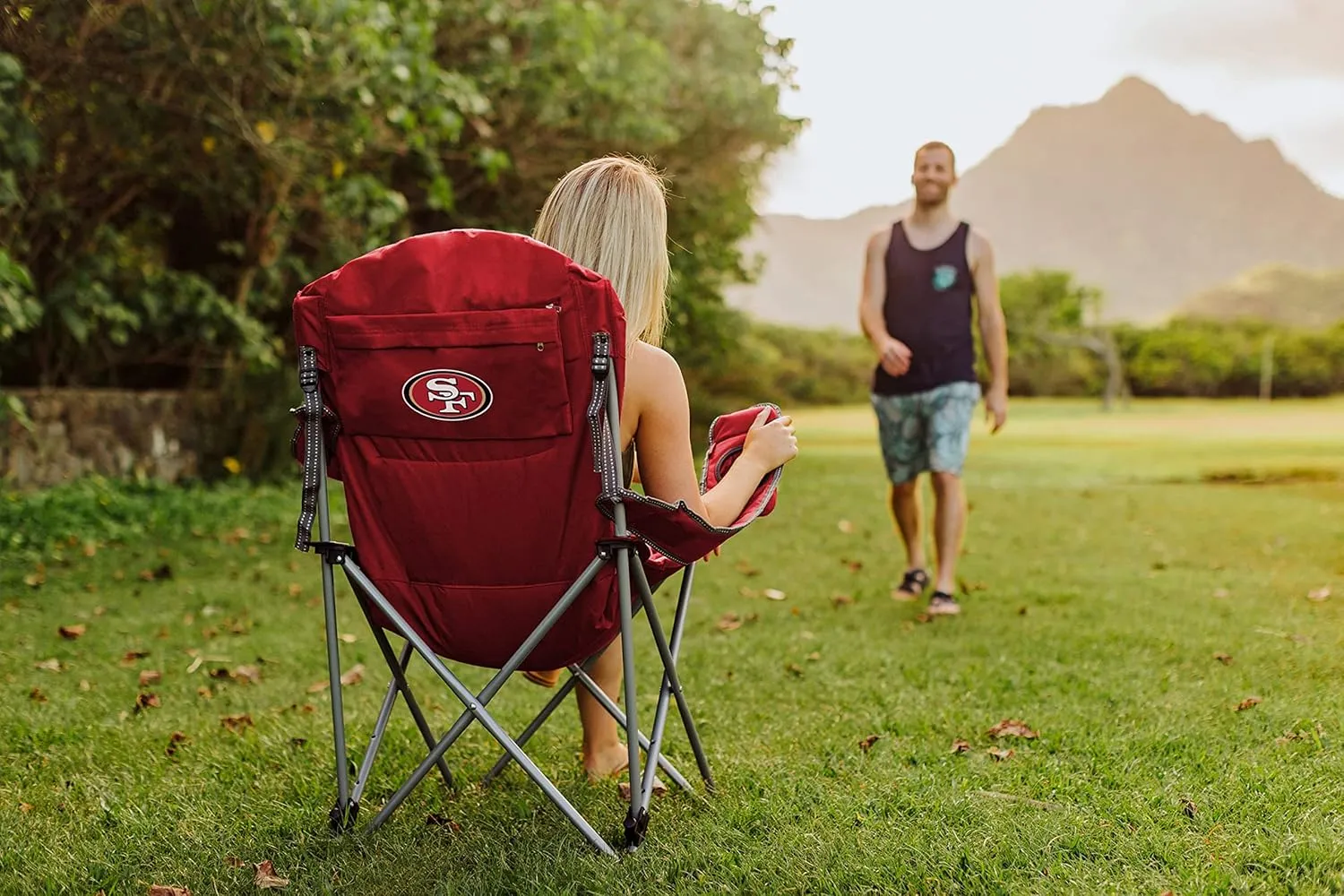 PICNIC TIME NFL Reclining Camp, Beach Adults, Sports Chair with Carry Bag