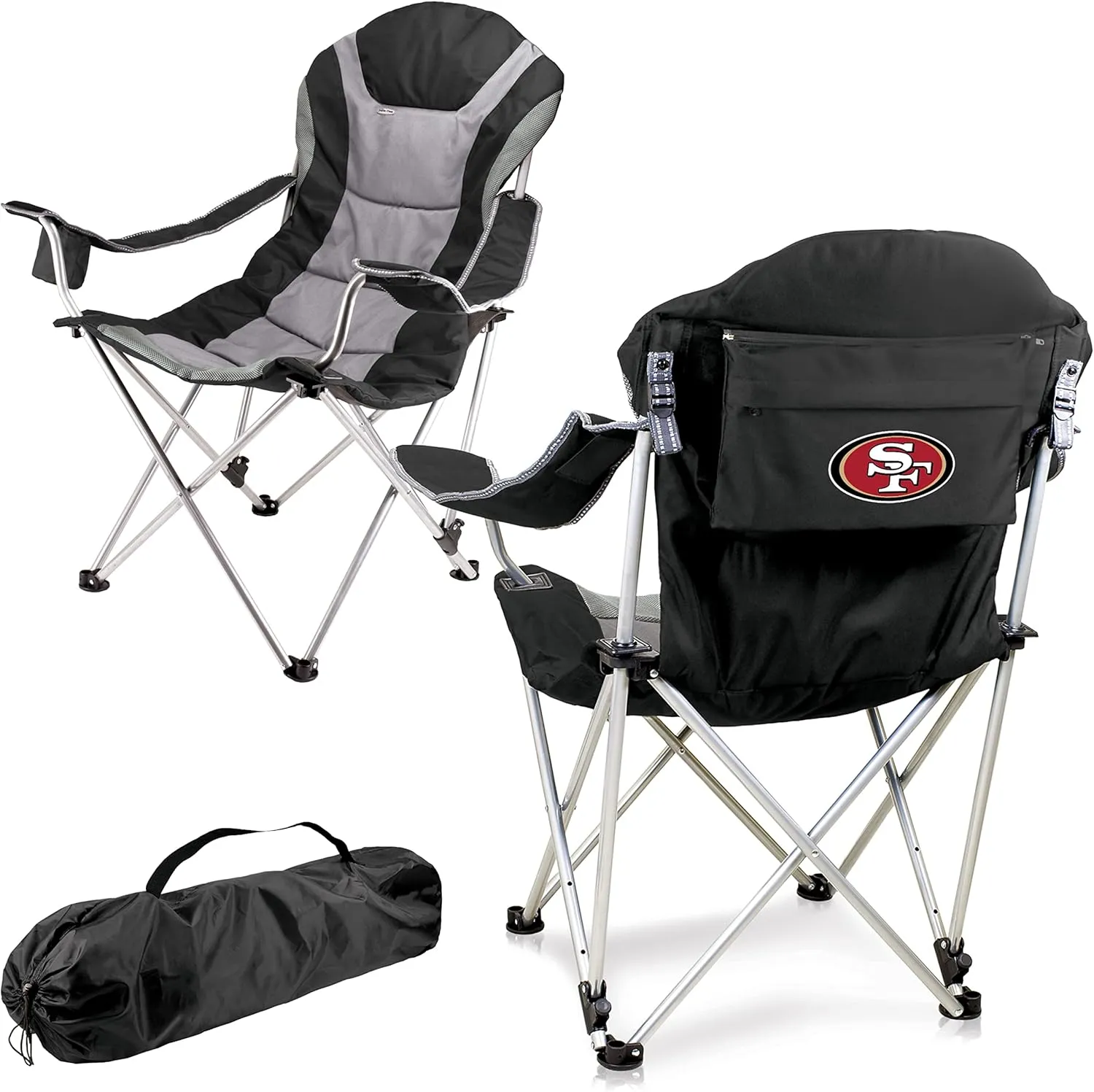 PICNIC TIME NFL Reclining Camp, Beach Adults, Sports Chair with Carry Bag