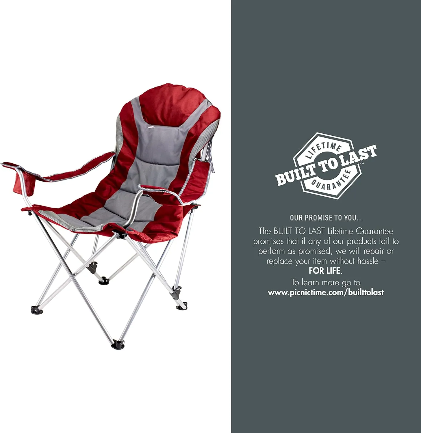 PICNIC TIME NFL Reclining Camp, Beach Adults, Sports Chair with Carry Bag