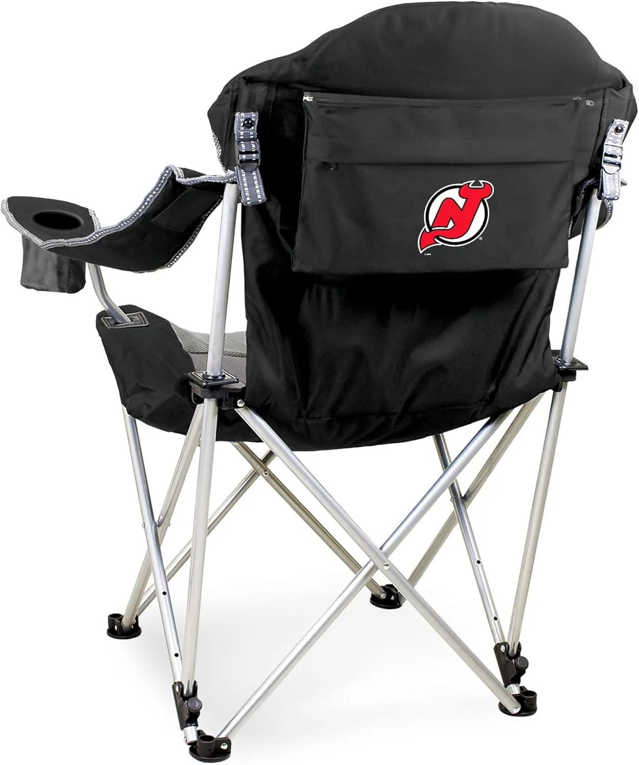PICNIC TIME NHL Carolina Hurricanes Reclining Camp Chair, Beach Chair for Adults, Sports Chair with Carry Bag, (Black with Gray Accents)