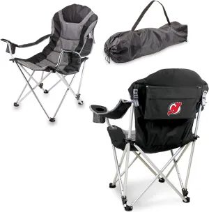 PICNIC TIME NHL Carolina Hurricanes Reclining Camp Chair, Beach Chair for Adults, Sports Chair with Carry Bag, (Black with Gray Accents)