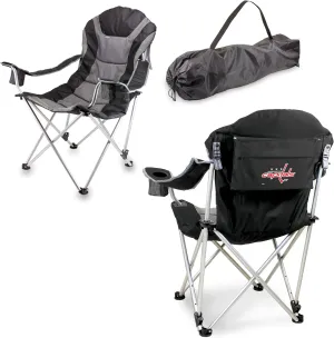 PICNIC TIME NHL Washington Capitals Reclining Camp Chair, Beach Chair for Adults, Sports Chair with Carry Bag, (Black with Gray Accents)