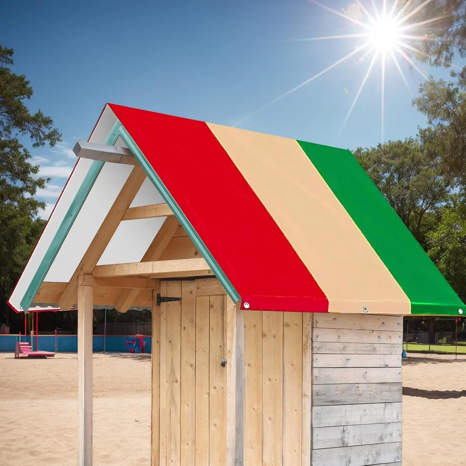 Playground Canopy Replacement Cover - Outdoor Play Canopy Top, Backyard Playground Shade | UV-Resistant Playset Shade Cover, Playhouse Tarp for Outdoor Playsets, Backyard Decoration, Daycare Center,
