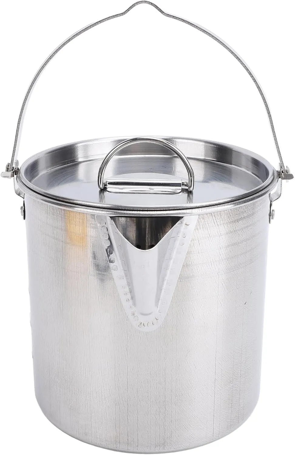 POCREATION Outdoor Cooking Kettle, Stainless Steel Camping Kettle 1.2L, Heat Teapot Coffee Pot, Compact Design for Outdoor Activities, with Erosion for Family