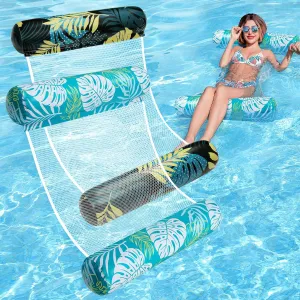 Pool Floats Adult - 2 Pack Inflatable Pool Floats Rafts, 4-in-1 Floats for Swimming Pool, Thick PVC Pool Float Lounger Water Hammock