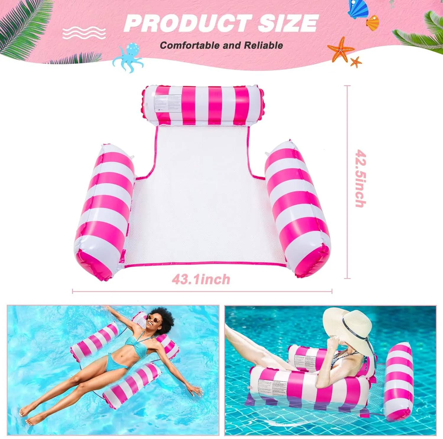Pool Floats, Inflatable Pool Floats Hammock, Swimming Pool Float Adult Inflatable Water Hammock,Multi-Purpose Pool Hammock for Adults Vacation