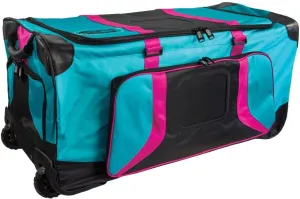 Pop Up Soft Trunk for Camp | Rolling Travel Duffle Bag | #CN-PUST3 | 30 x 14.5 x 15.5 Inches (Teal/Pink)