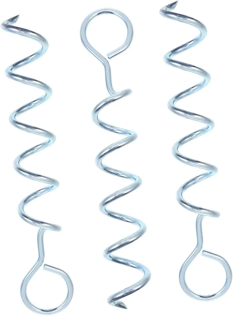POPETPOP 3pcs Heavy Duty Tent Stakes Portable Iron Ground Anchors for Camping Beach and Gardening Sharpened Ends for Tents Gazebos and Tarps