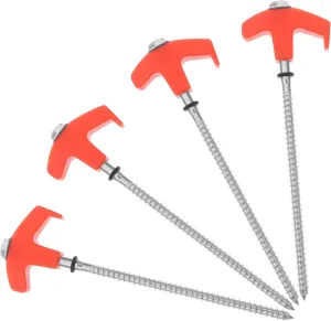 POPETPOP 4 Pack Tent Ground Pegs Outdoor Camping Stakes Windproof Design Metal Stakes for Sheds Tarp Tarps Gazebos