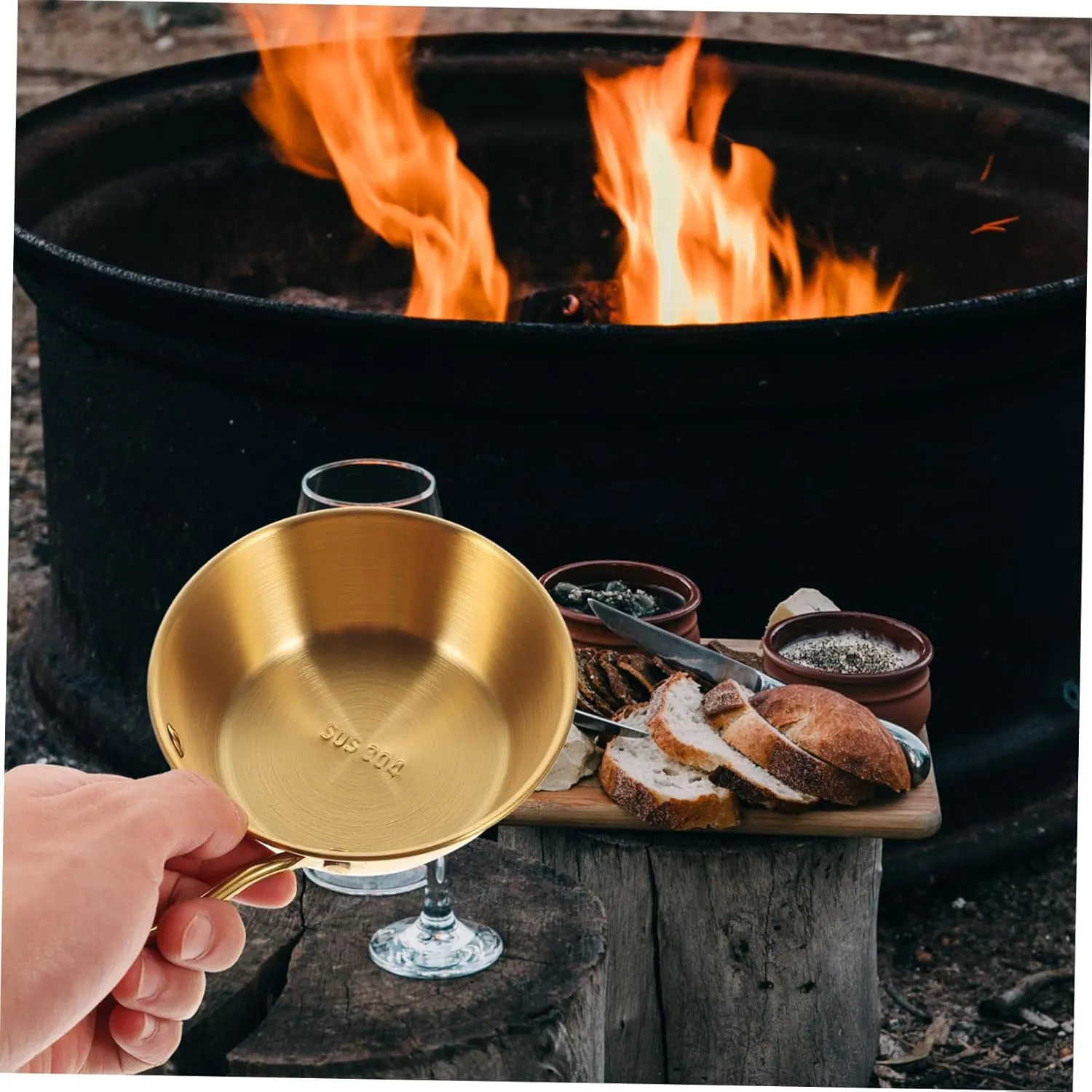 POPETPOP Camping Bowl Set Lid Collapsible Camping Bowls Portable Outdoor Dining