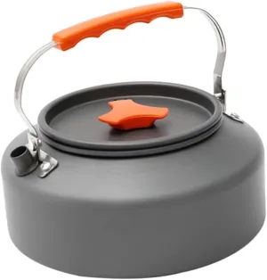 POPETPOP Portable Camping Kettle with Collapsible Handle Lightweight Outdoor Tea Pot for Travel Non Skid Heat Insulated Grip for Boiling Water at