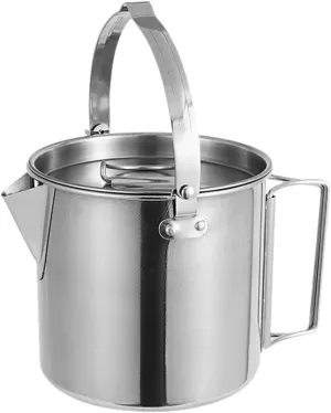 POPETPOP Portable Camping Tea Kettle: 1.2l Stainless Pot with Handle and with Lid Outdoor Hiking Water Boiler for Backpacking Travel