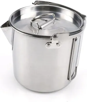 POPETPOP Stainless Steel Kettle Collapsible Hanging Pot for Boiling Water and Soup Lightweight Cookware for Camping Hiking and Picnics Easy Pour Spout Compact Design