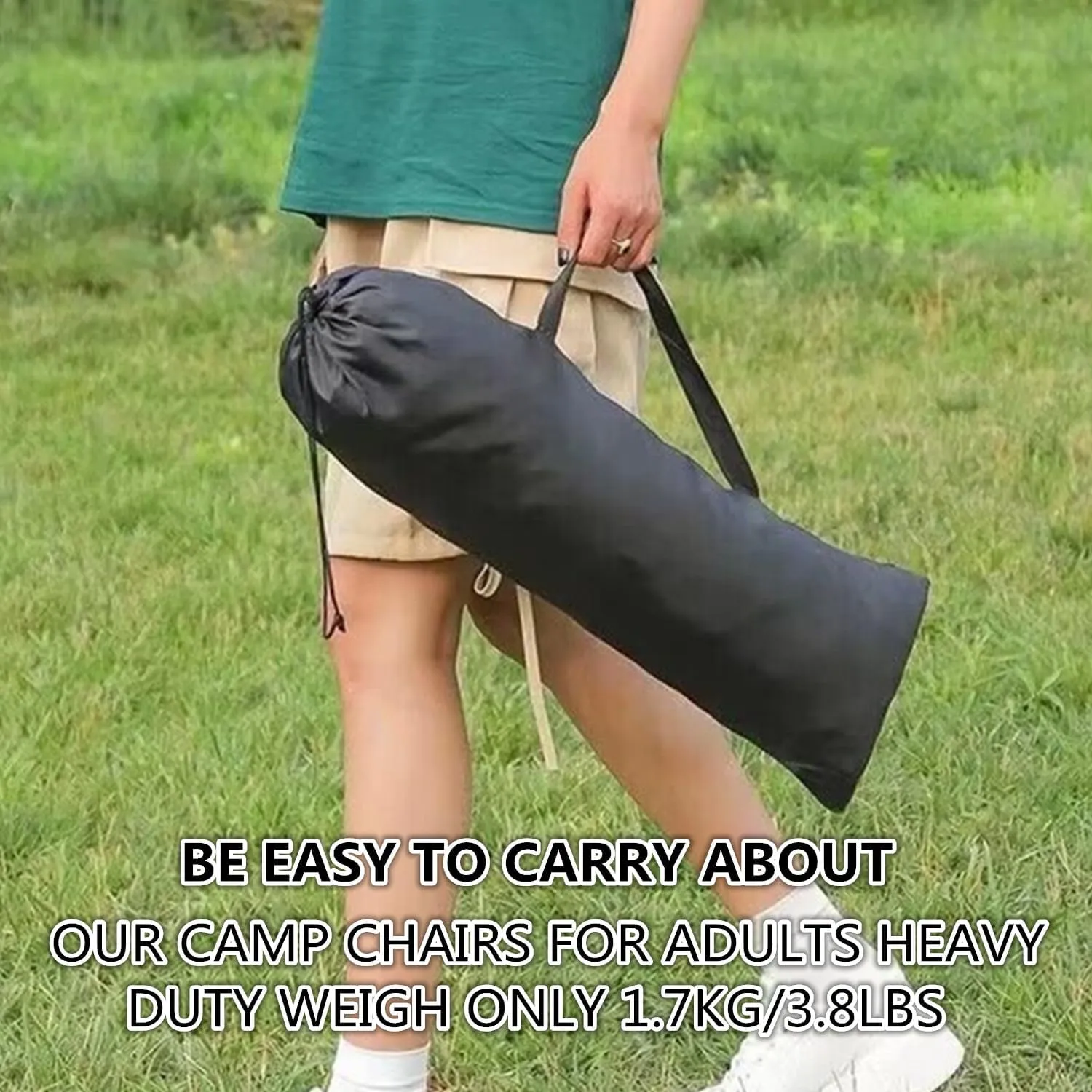 Portable Camping Chair, Enlarged Folding Chair with Carry Bag and Side Pockets Lightweight Heavy Duty for Outdoor Fishing Picnic Beach Hiking Backpacking Travel