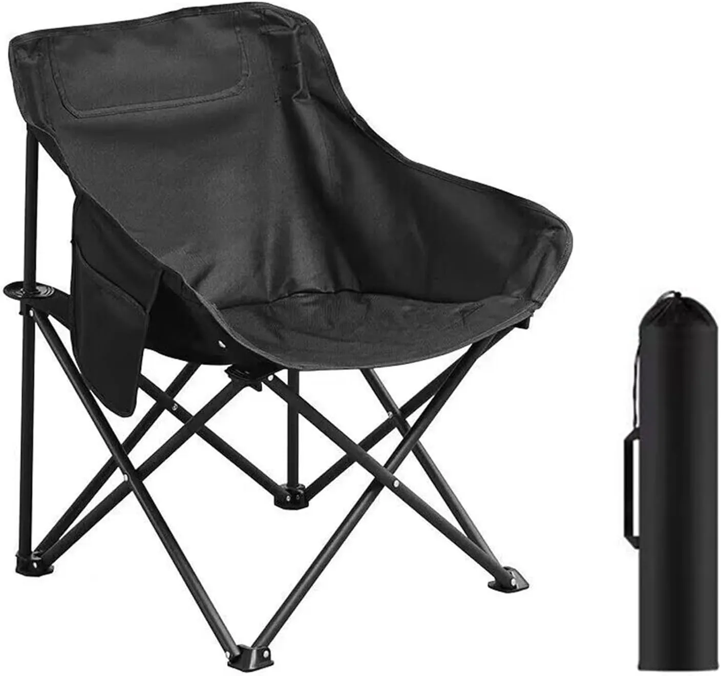 Portable Camping Chair, Enlarged Folding Chair with Carry Bag and Side Pockets Lightweight Heavy Duty for Outdoor Fishing Picnic Beach Hiking Backpacking Travel