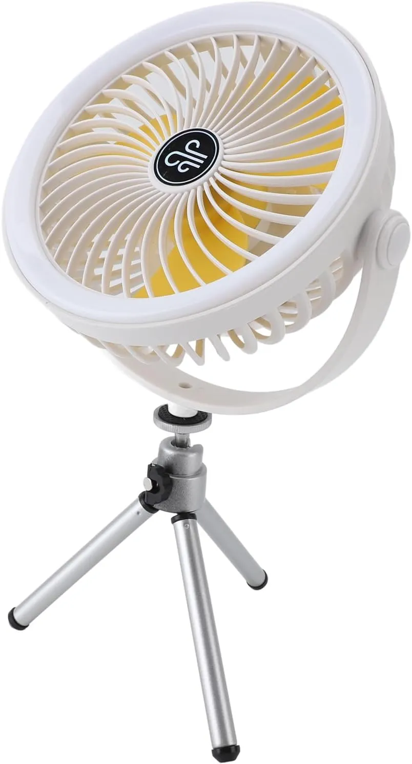 Portable Camping Fan Rechargeable Camping Fan with LED Lantern, Portable Hanging Tent Fan, Tripod and Strap for Outdoor Activities