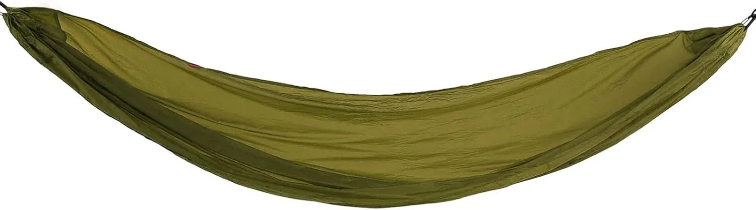 Portable Camping Hammock, Parachute Design with Anti Rollover Sides, Foldable to Palm Size, 200kg Bearing Capacity, Reinforced Aluminum Hooks, High Toughness Nylon Silicone (OD Green)