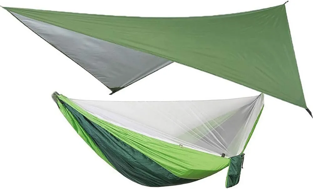 Portable Camping Hammock with Mosquito Net and Rain Fly Tarp Set Canopy Tent Outdoor Camping Mosquito Swing Bed Waterproof,10